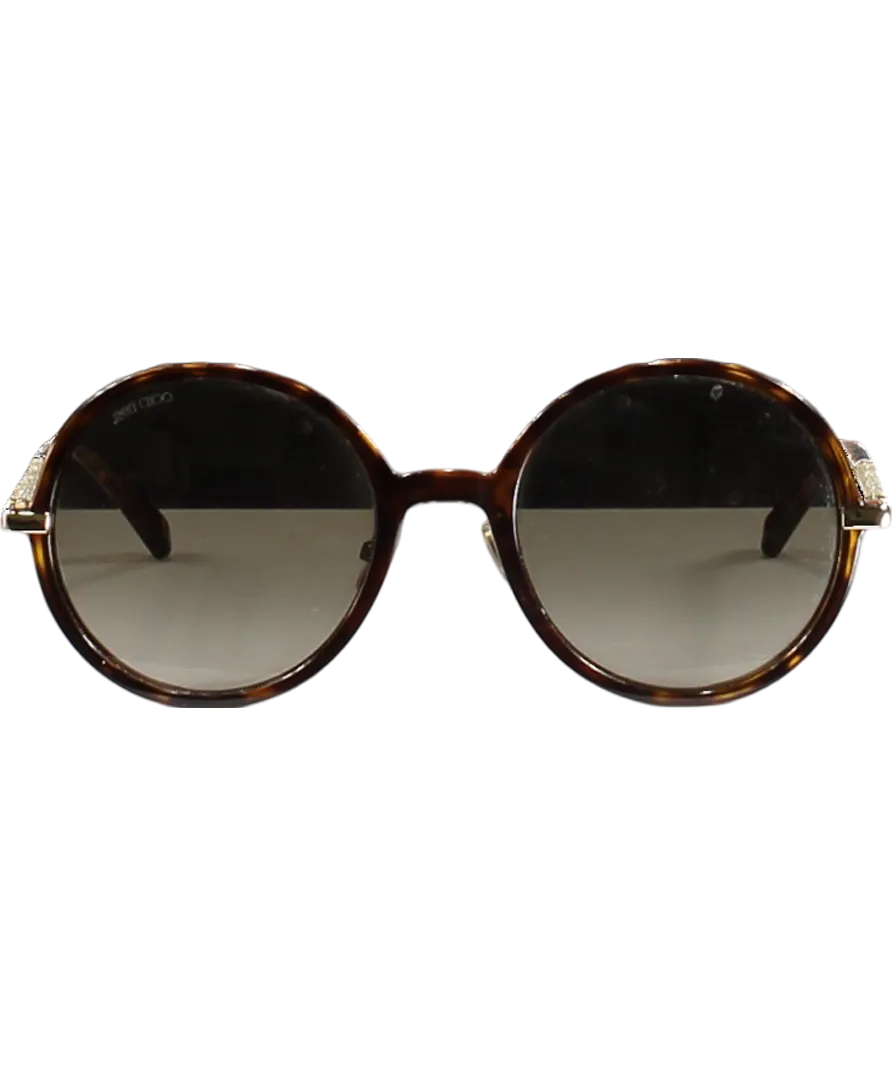 Jimmy Choo Brown Ema Round Sunglasses in case