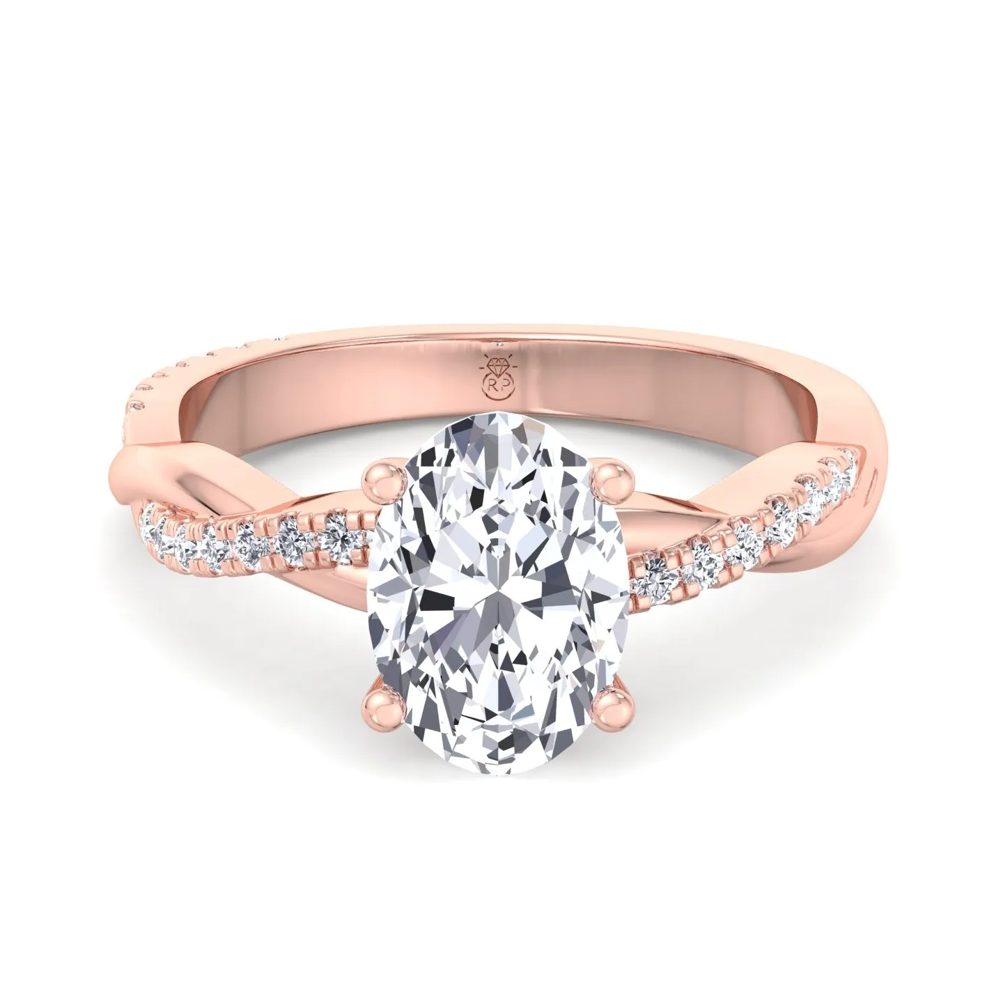 Kauai -  Oval Cut Pavé Twist Band Engagement Ring