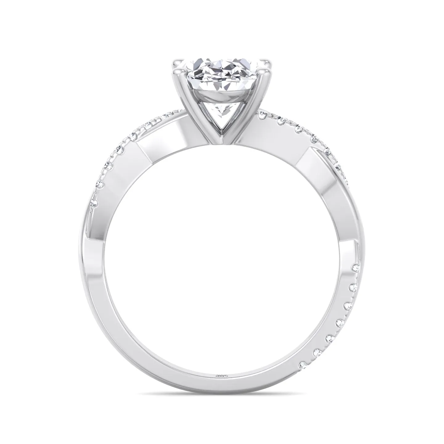 Kauai -  Oval Cut Pavé Twist Band Engagement Ring