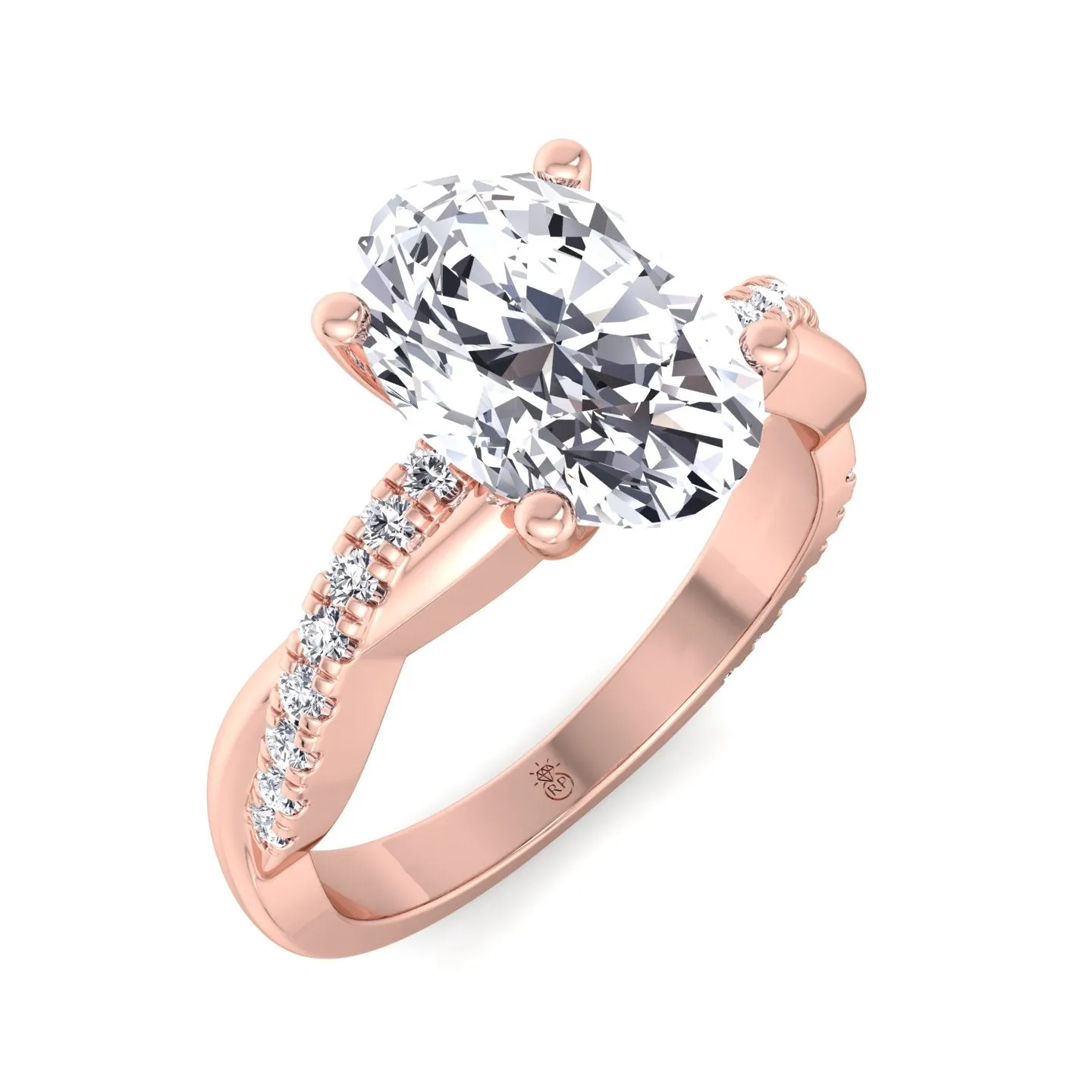 Kauai -  Oval Cut Pavé Twist Band Engagement Ring