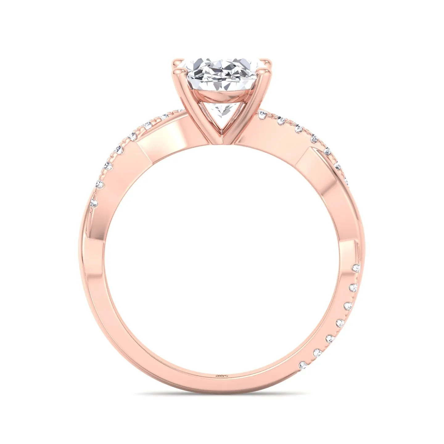 Kauai -  Oval Cut Pavé Twist Band Engagement Ring