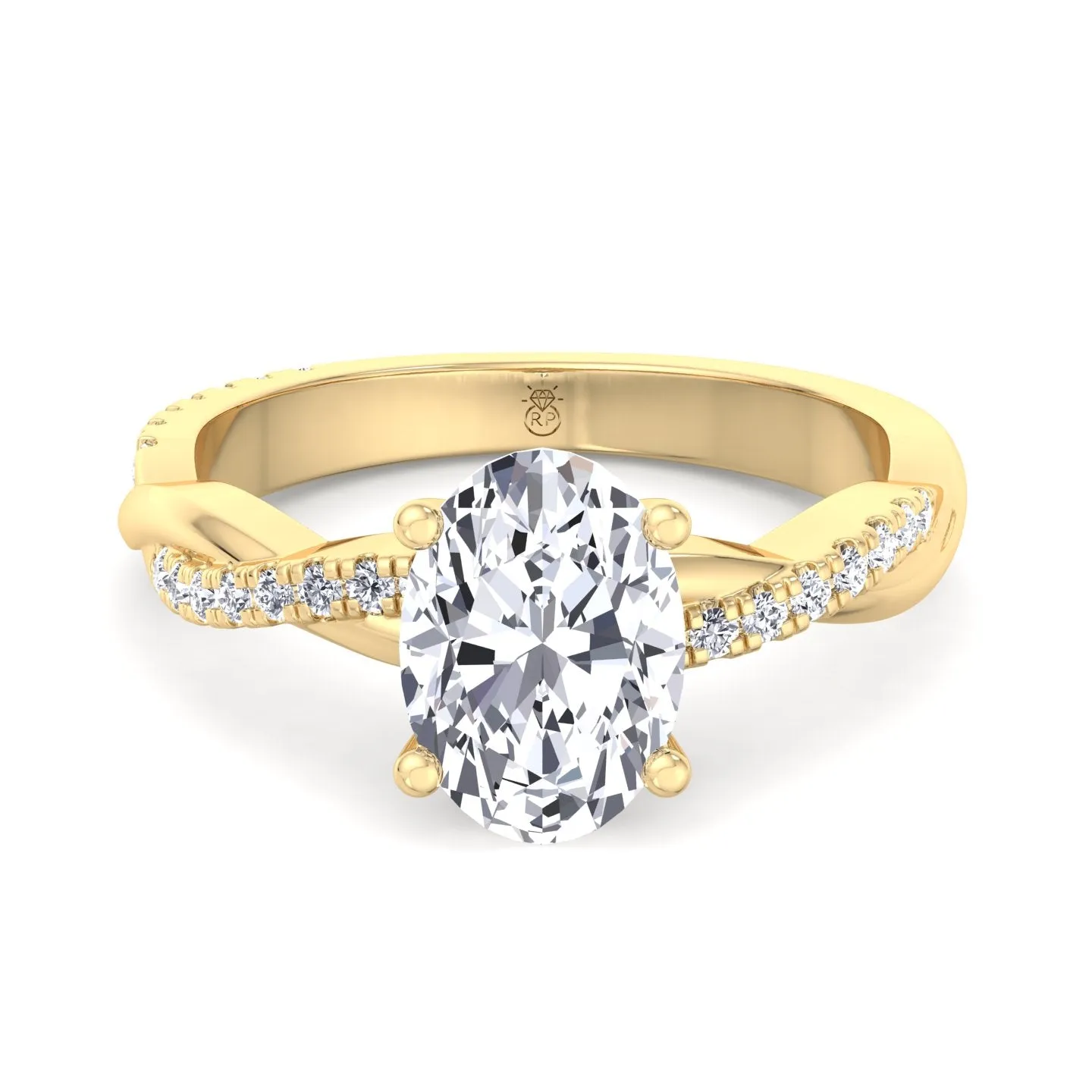 Kauai -  Oval Cut Pavé Twist Band Engagement Ring