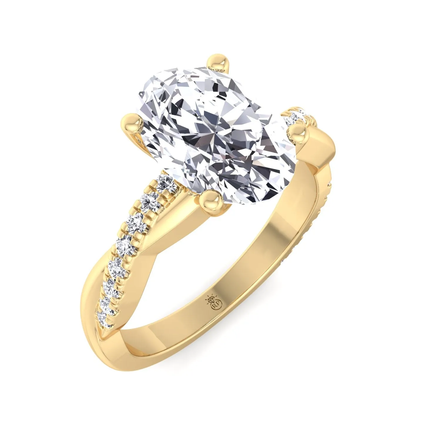 Kauai -  Oval Cut Pavé Twist Band Engagement Ring