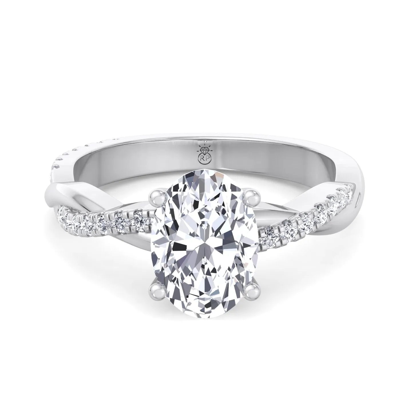Kauai -  Oval Cut Pavé Twist Band Engagement Ring