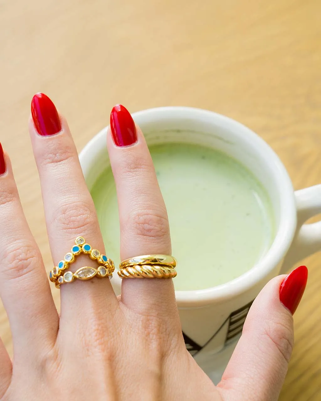 Kehlani Polished & Bubble Band Ring Set of 2