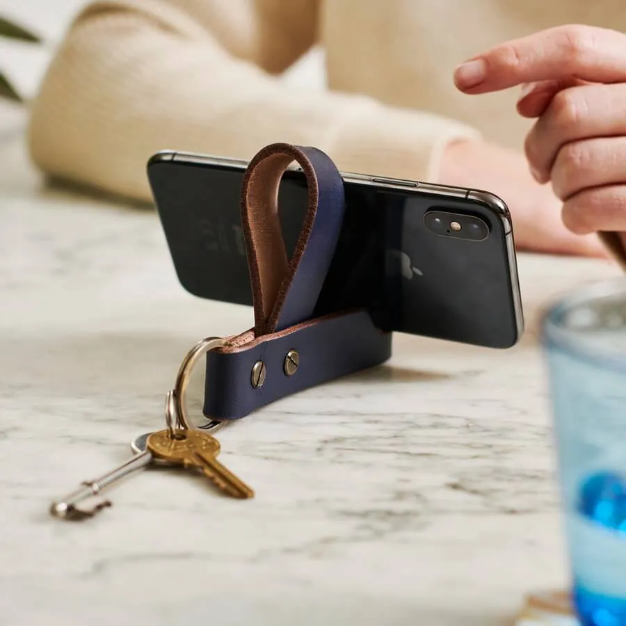 Key Ring Phone Stand - Personalised Leather