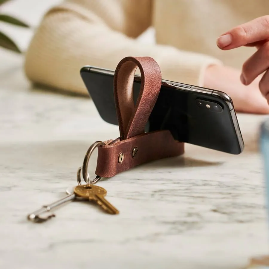 Key Ring Phone Stand - Personalised Leather