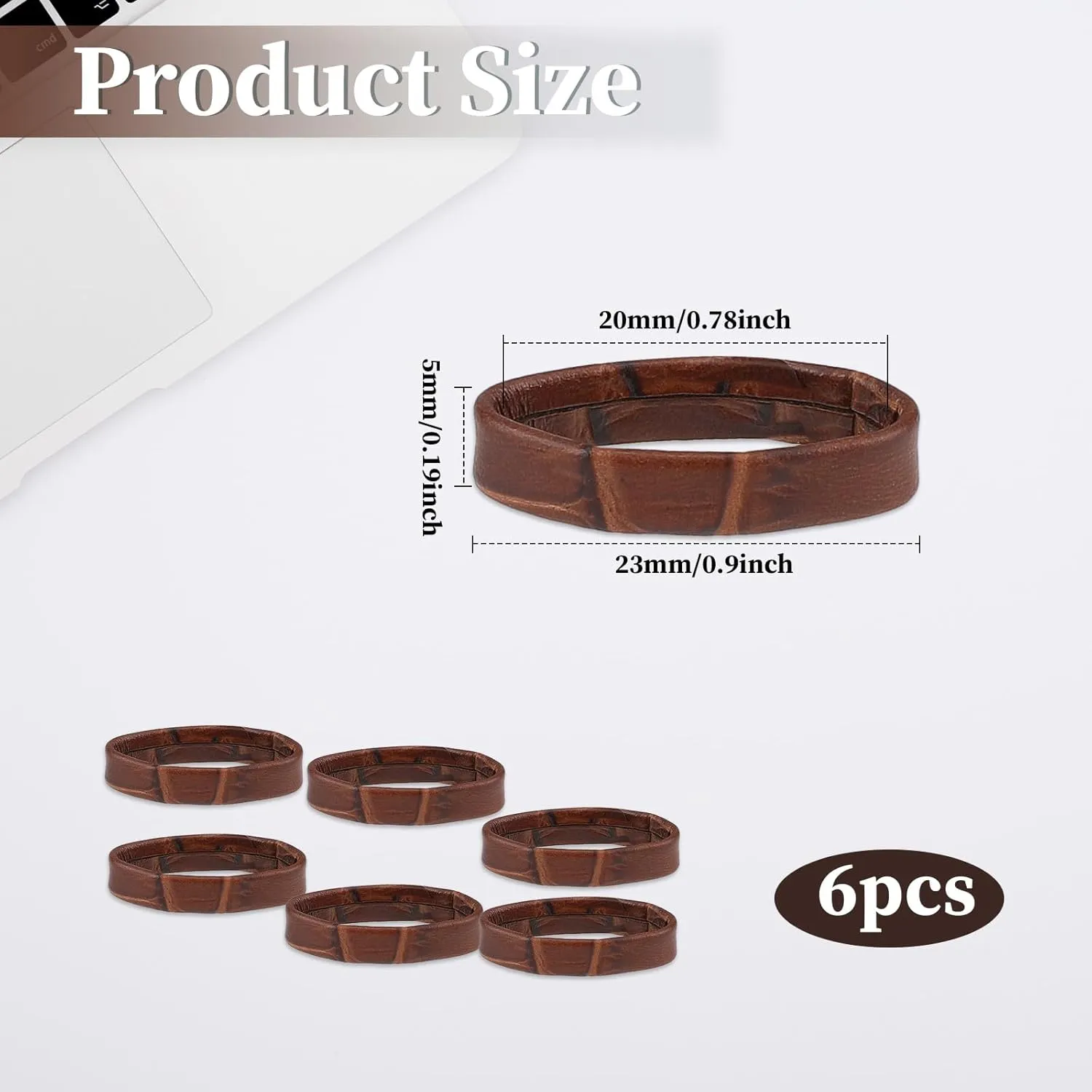 Leather Watch Band Holder, 6-Pack Dark Brown Loop Replacement Watch Band Keeper Compatible with Quartz & Smart Watches