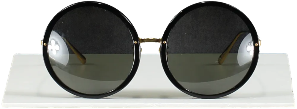 Linda Farrow Black Kew Round-frame Recycled-acetate And Titanium Sunglasses In Case One Size