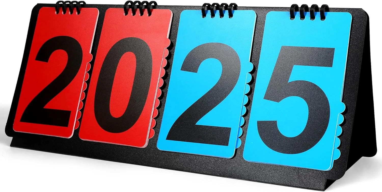 Manual Flip Scoreboard, Portable Multi-Sport Scoreboard Flipper with Detachable Numbers, 4-Digit Counter Score Keeper for Basketball/Baseball/Volleyball/Soccer