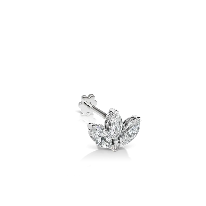 Maria Tash Diamond Engraved Lotus Threaded Stud Earring