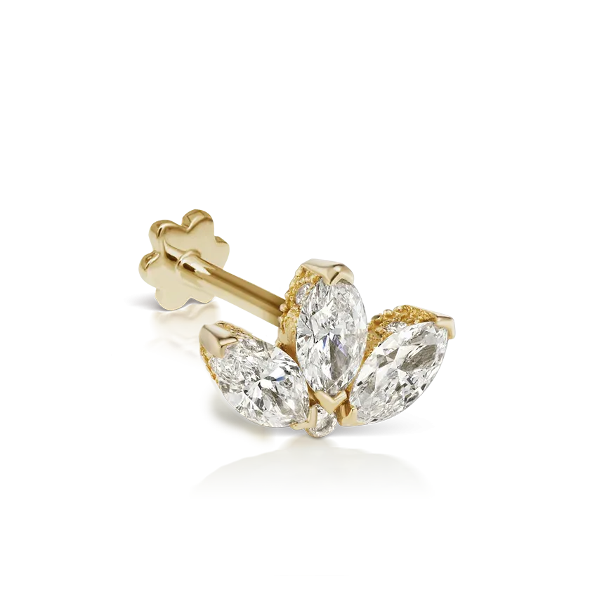 Maria Tash Diamond Engraved Lotus Threaded Stud Earring