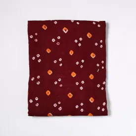 Maroon - Kutch Bandhani Tie-Dye Satin Cotton Precut Fabric (1.85 meter) 31