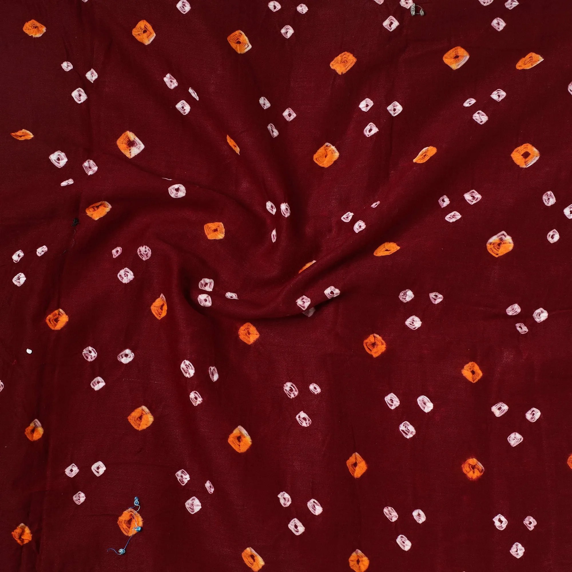 Maroon - Kutch Bandhani Tie-Dye Satin Cotton Precut Fabric (1.85 meter) 31