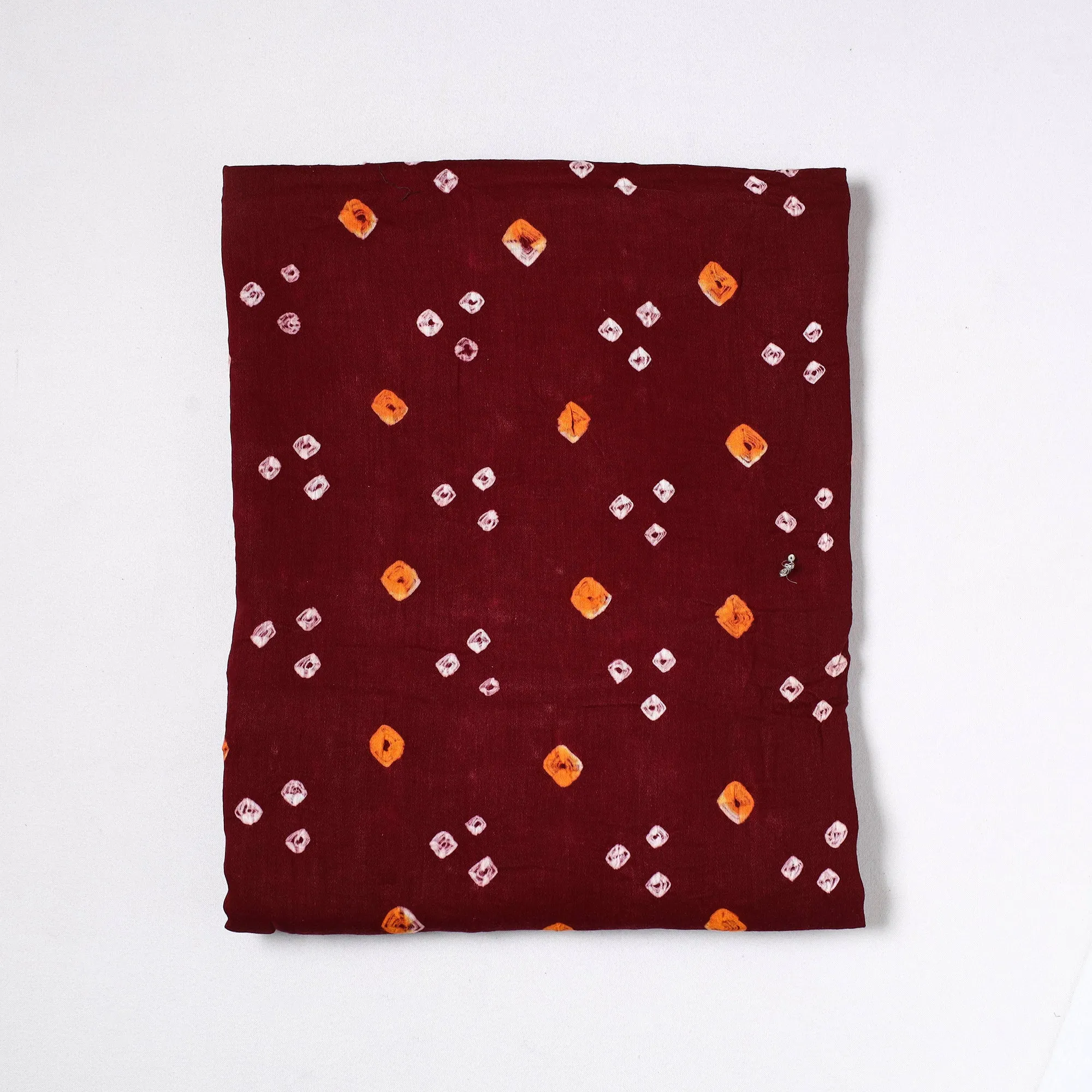 Maroon - Kutch Bandhani Tie-Dye Satin Cotton Precut Fabric (1.85 meter) 31