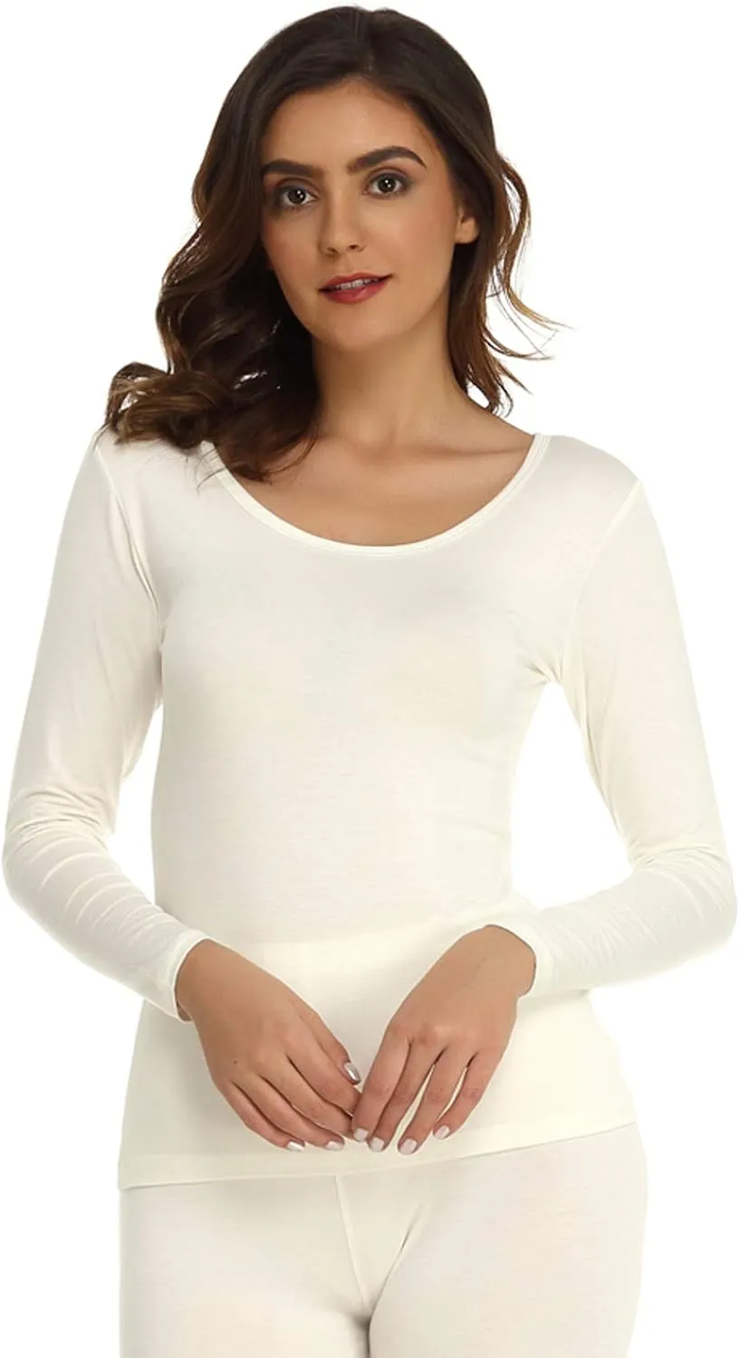 Mcilia Women's Ultrathin Modal Round Neck Long Sleeve Thermal Top/Shirt
