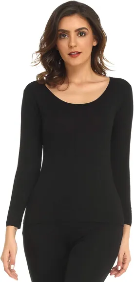Mcilia Women's Ultrathin Modal Round Neck Long Sleeve Thermal Top/Shirt