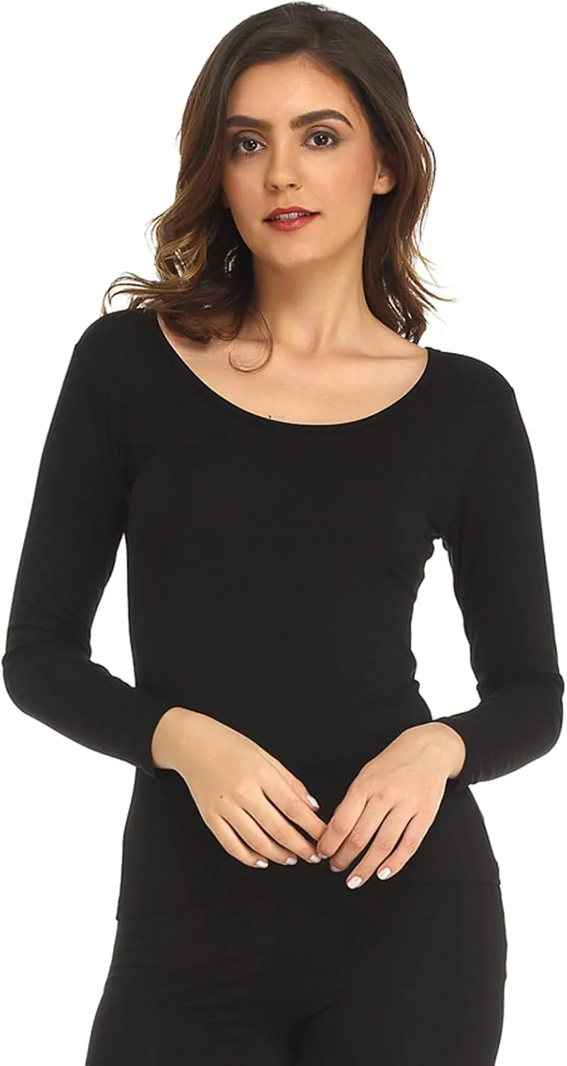 Mcilia Women's Ultrathin Modal Round Neck Long Sleeve Thermal Top/Shirt