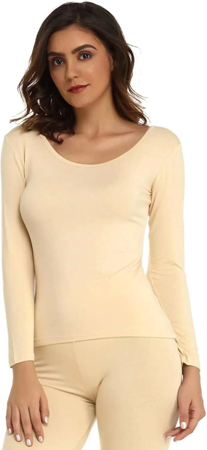 Mcilia Women's Ultrathin Modal Round Neck Long Sleeve Thermal Top/Shirt