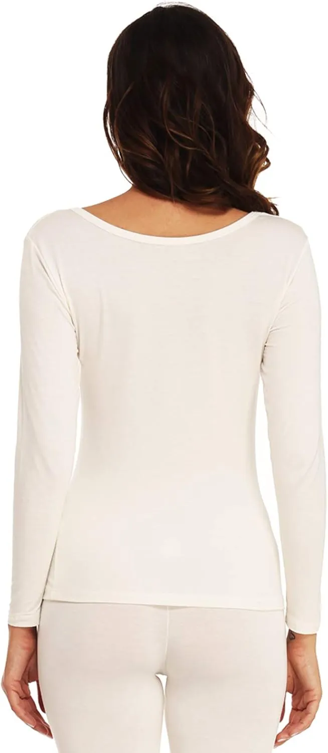 Mcilia Women's Ultrathin Modal Round Neck Long Sleeve Thermal Top/Shirt