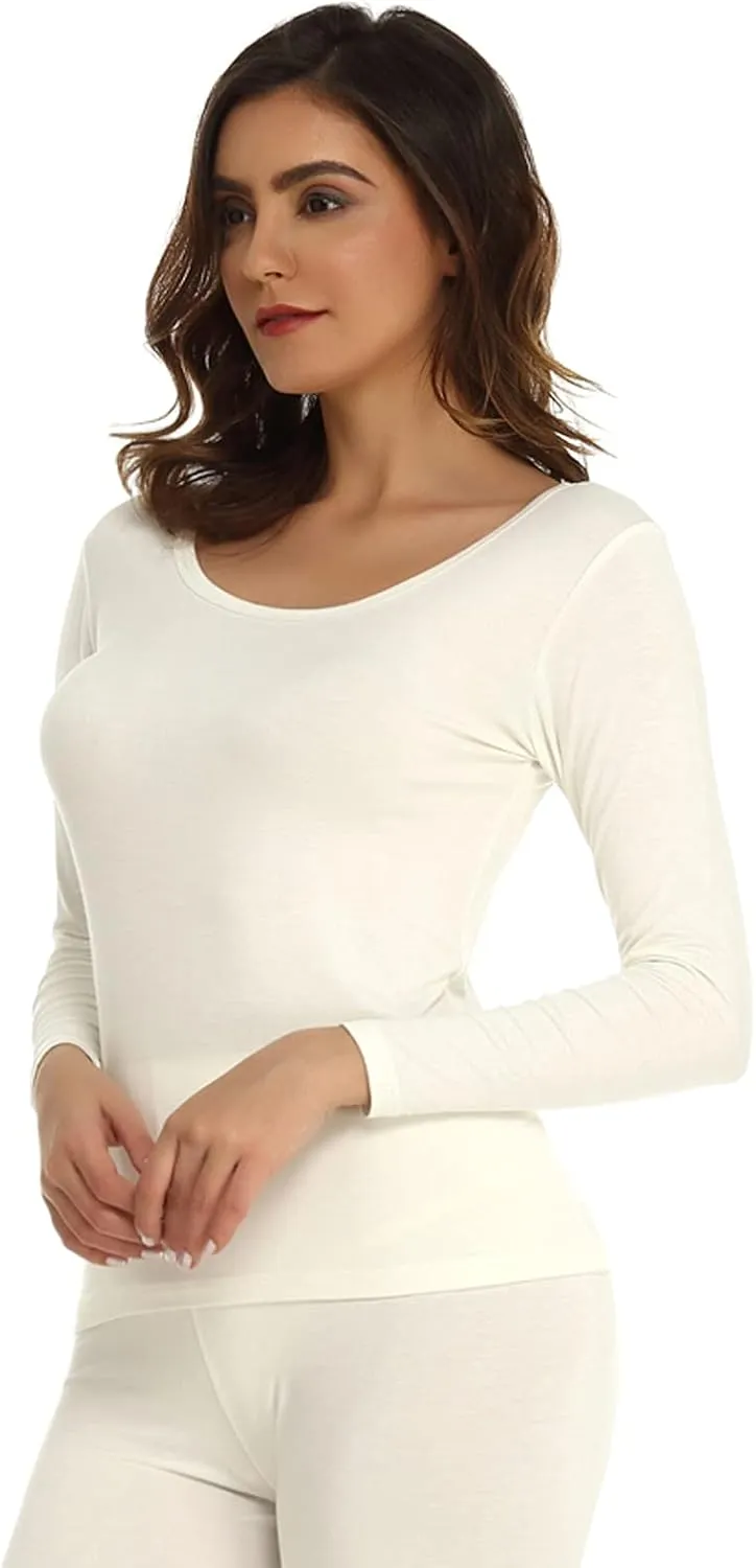 Mcilia Women's Ultrathin Modal Round Neck Long Sleeve Thermal Top/Shirt