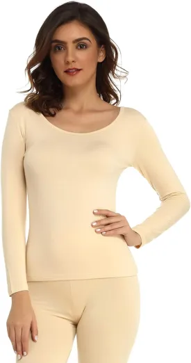 Mcilia Women's Ultrathin Modal Round Neck Long Sleeve Thermal Top/Shirt