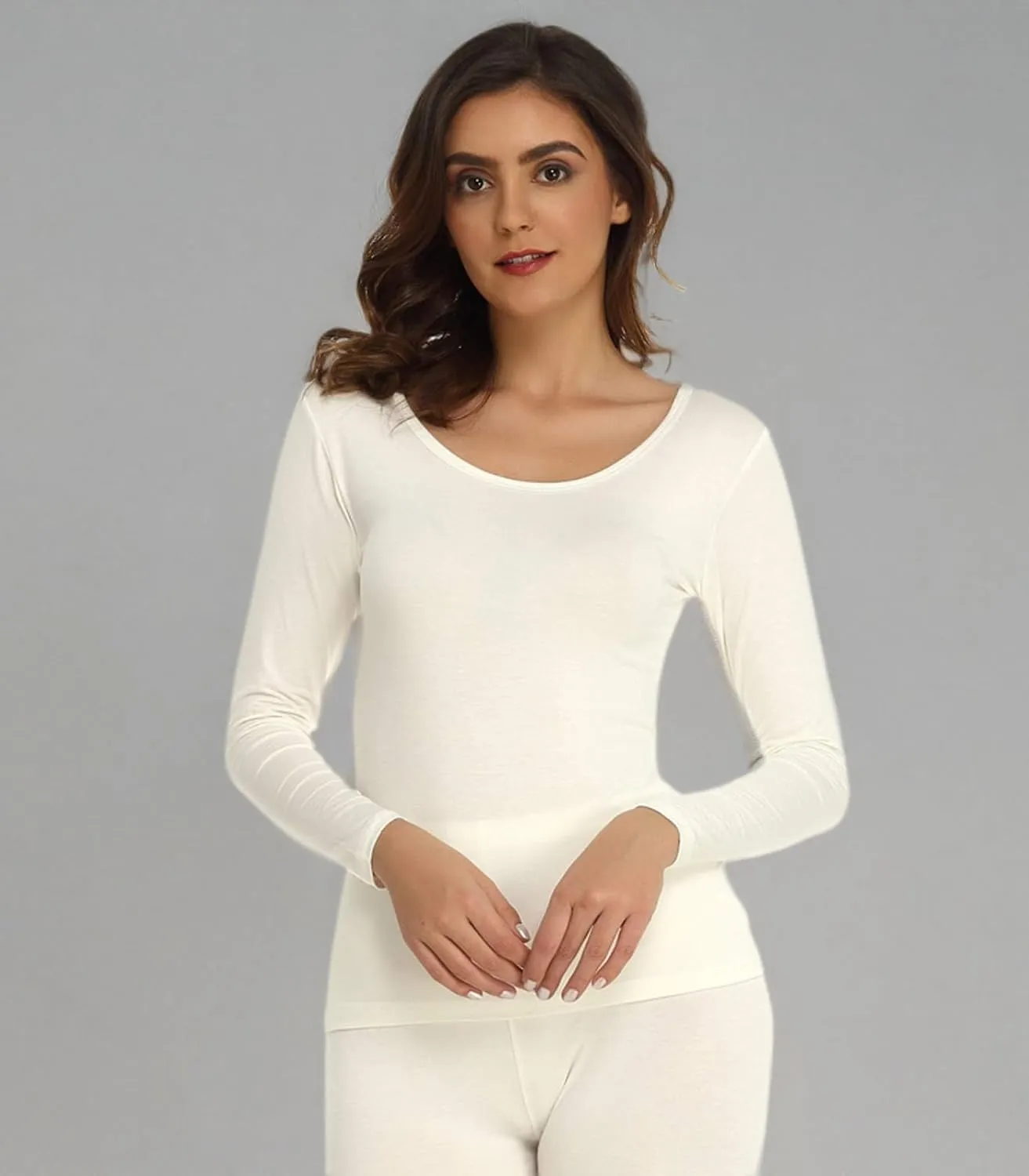 Mcilia Women's Ultrathin Modal Round Neck Long Sleeve Thermal Top/Shirt