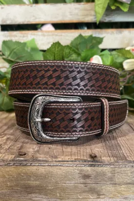 Men's Brown Tooled Belt