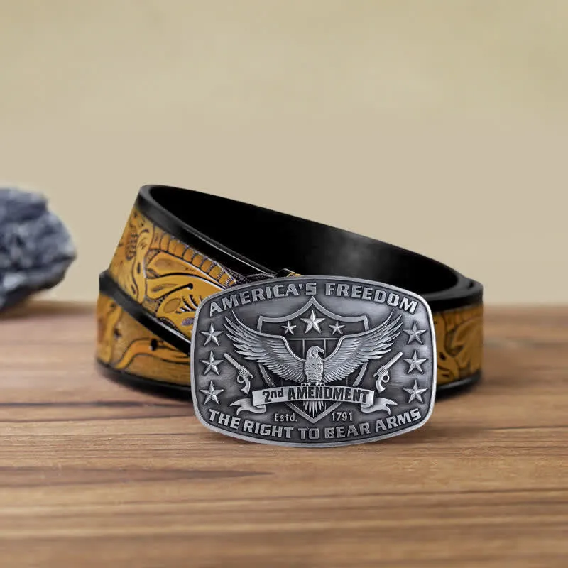 Men's DIY Eagle America's Freedom Buckle Leather Belt
