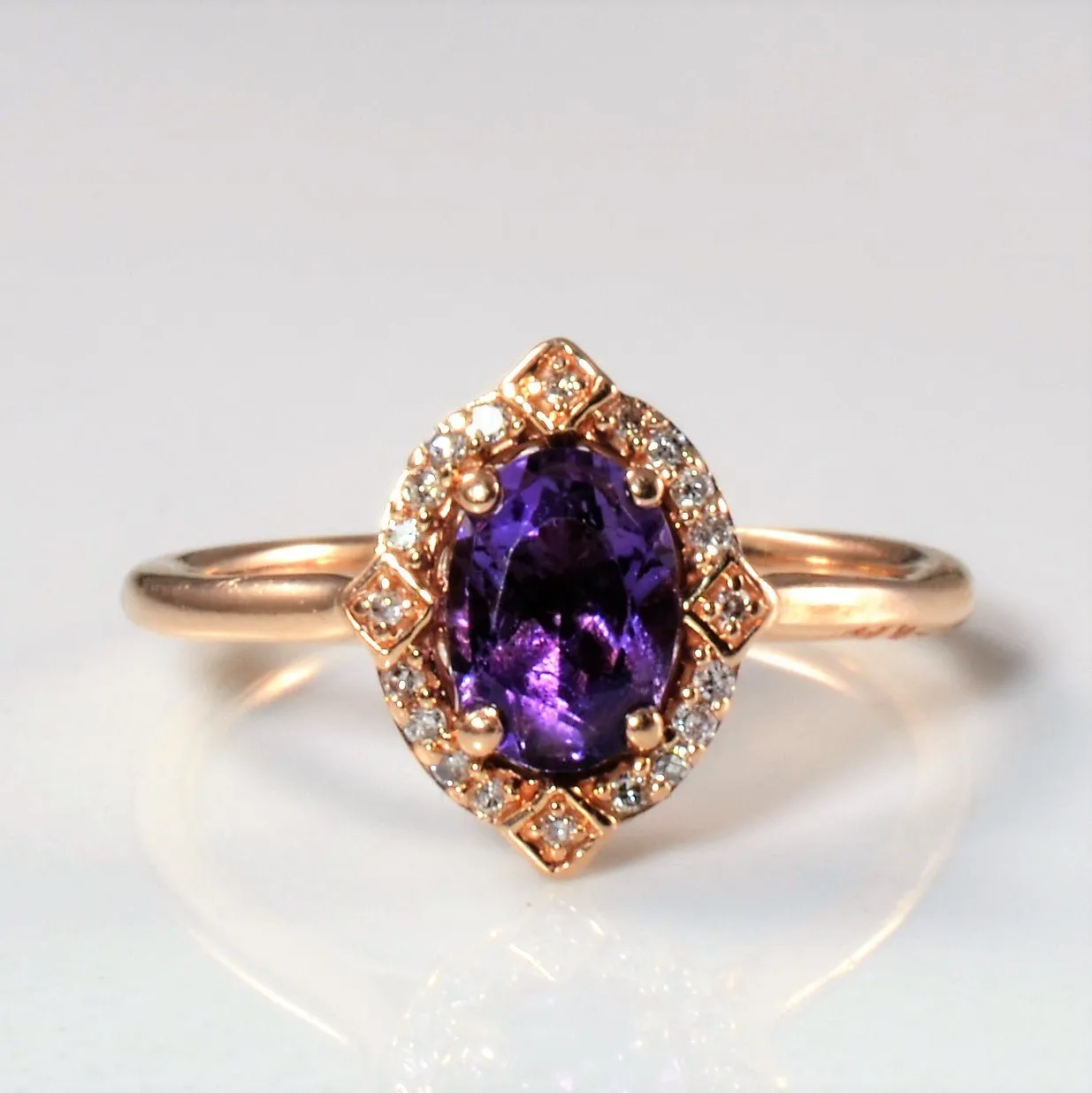 'Michael Hill' Art Deco Inspired Amethyst & Diamond Ring | 0.05ctw, 0.50ct | SZ 6 |