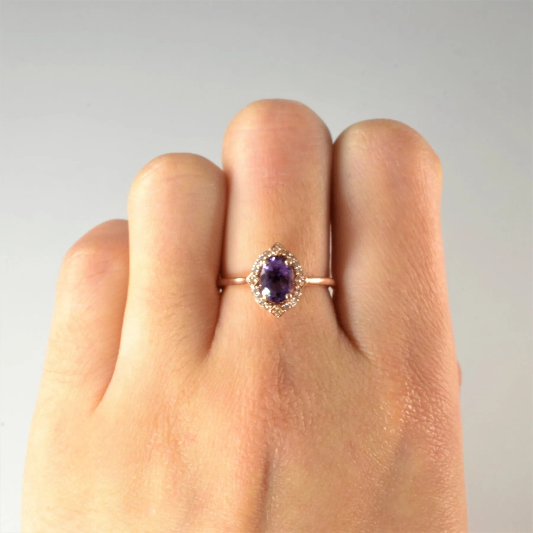 'Michael Hill' Art Deco Inspired Amethyst & Diamond Ring | 0.05ctw, 0.50ct | SZ 6 |