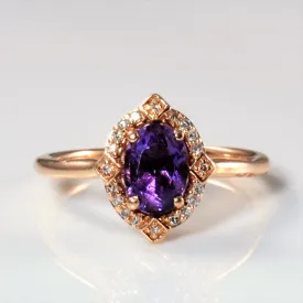 'Michael Hill' Art Deco Inspired Amethyst & Diamond Ring | 0.05ctw, 0.50ct | SZ 6 |
