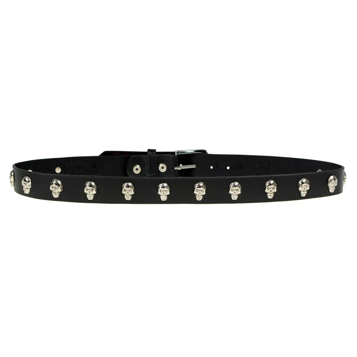 Milwaukee Leather MP7102 Men's Black Skull Heads Genuine Leather Belt