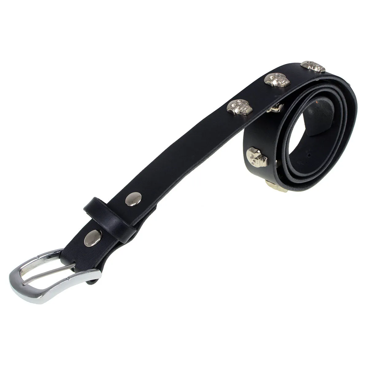 Milwaukee Leather MP7102 Men's Black Skull Heads Genuine Leather Belt