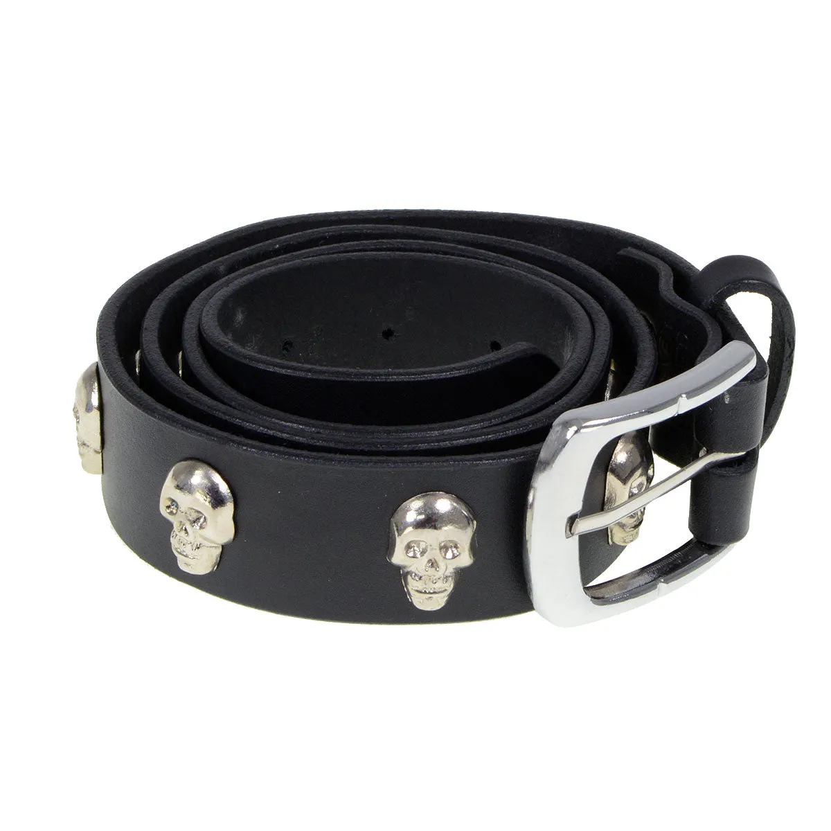 Milwaukee Leather MP7102 Men's Black Skull Heads Genuine Leather Belt