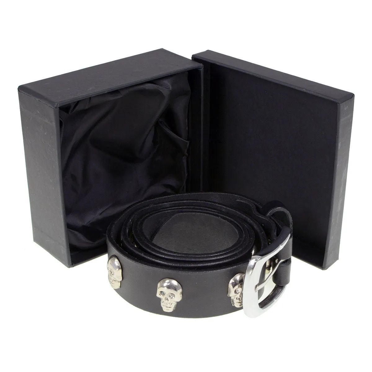 Milwaukee Leather MP7102 Men's Black Skull Heads Genuine Leather Belt
