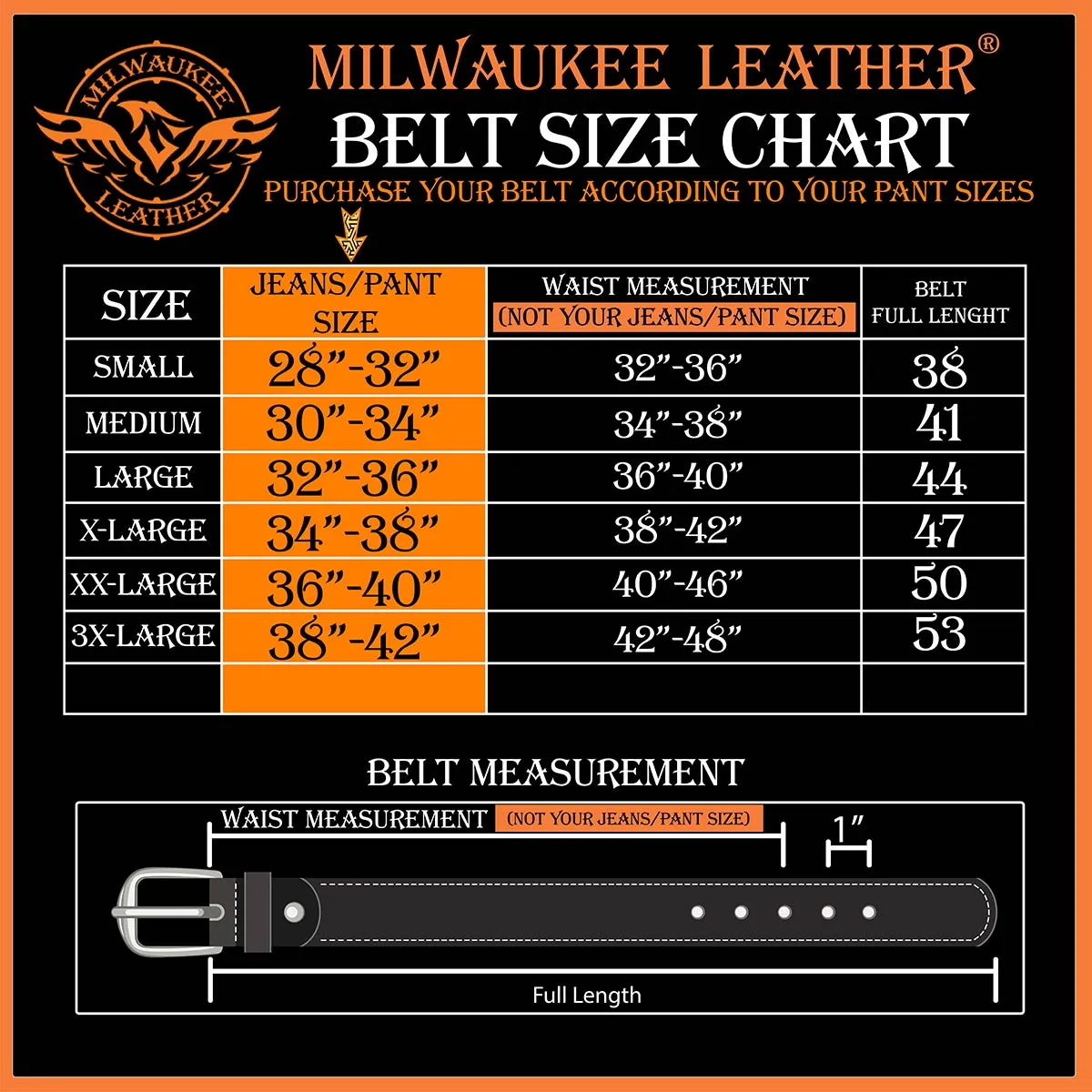 Milwaukee Leather MP7102 Men's Black Skull Heads Genuine Leather Belt