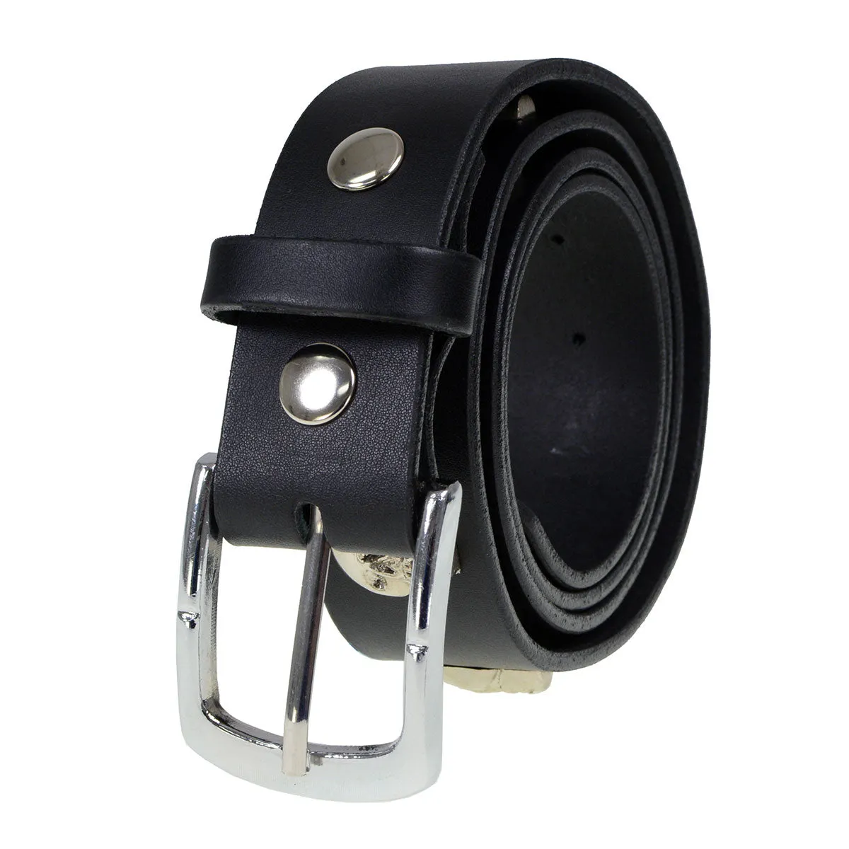 Milwaukee Leather MP7102 Men's Black Skull Heads Genuine Leather Belt