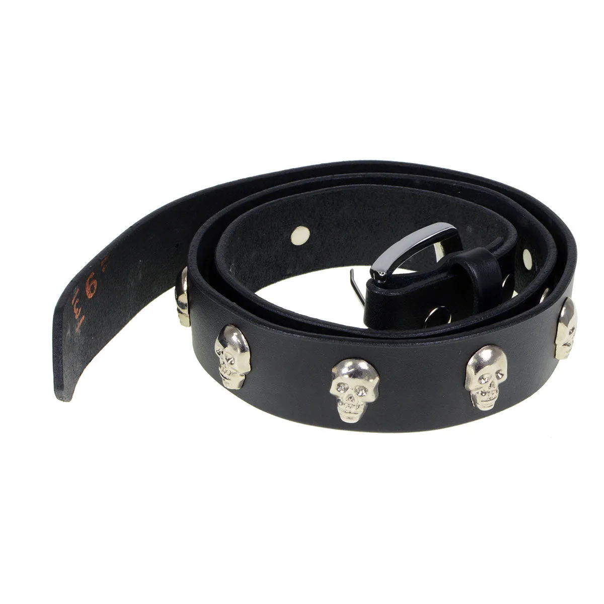 Milwaukee Leather MP7102 Men's Black Skull Heads Genuine Leather Belt
