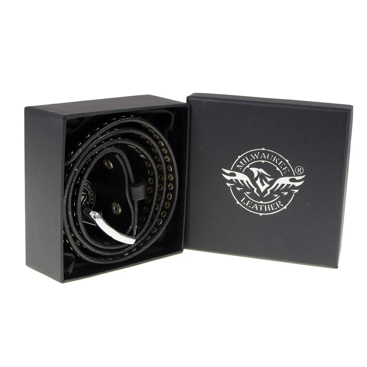Milwaukee Leather MP7103 Men's Black Studs and Skulls Genuine Leather