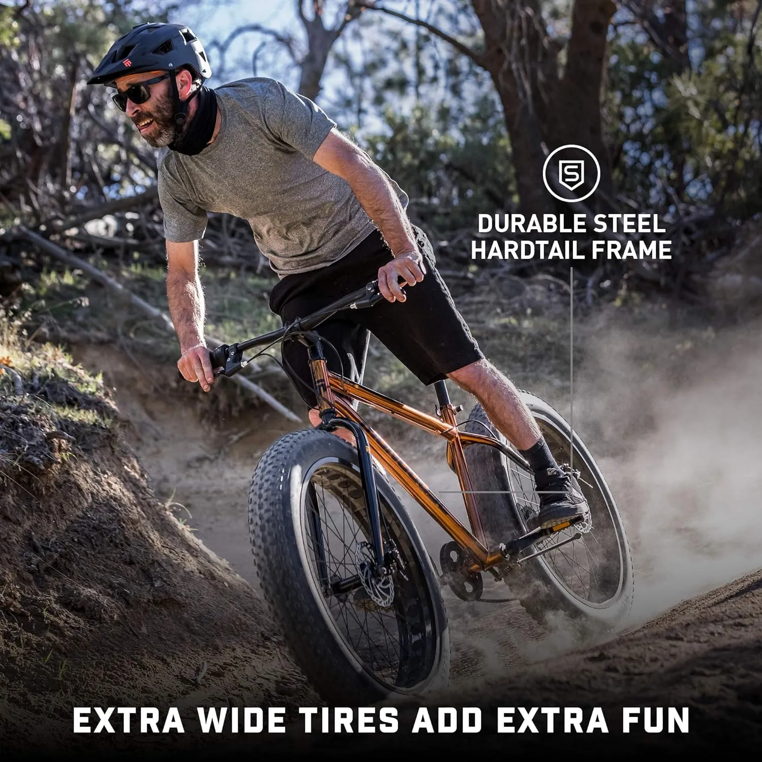Mongoose Argus ST & Trail Fat Tire Mountain Bike for Adult Youth Men Women, 20 to 26-Inch Wheels, Mechanical Disc Brakes, Steel or Aluminum Frame and 7 or 16-Speed Options