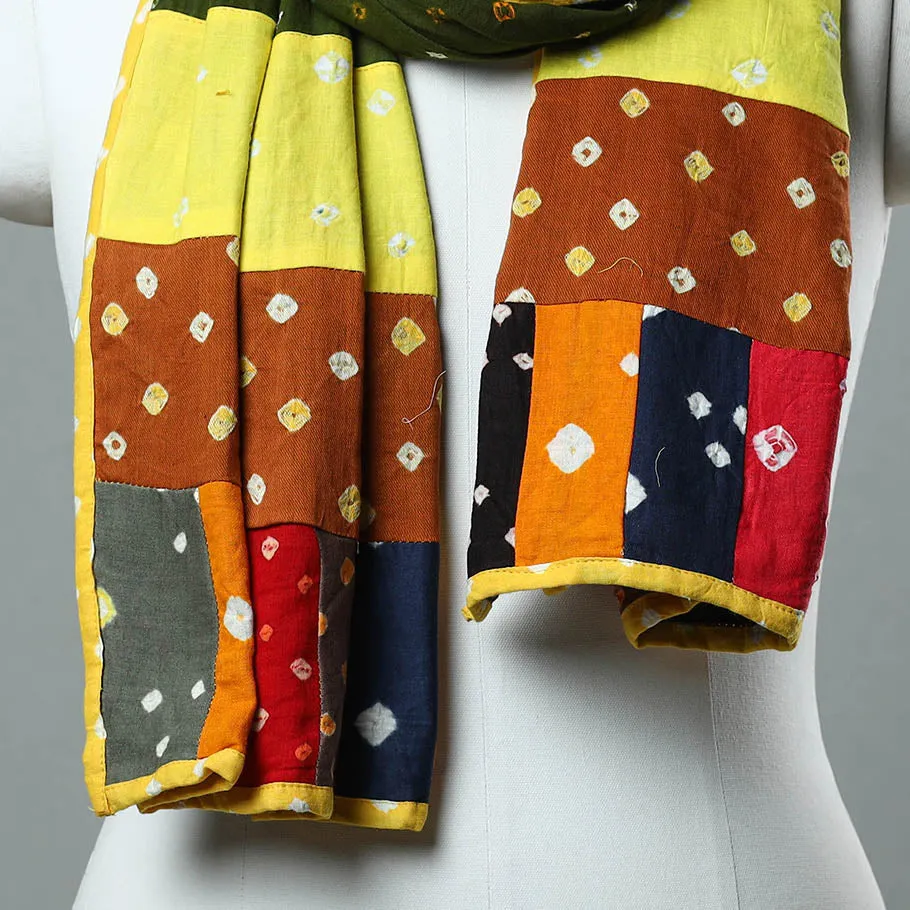 Multicolor - Patchwork Tie-Dye Cotton Bandhani Stole 22