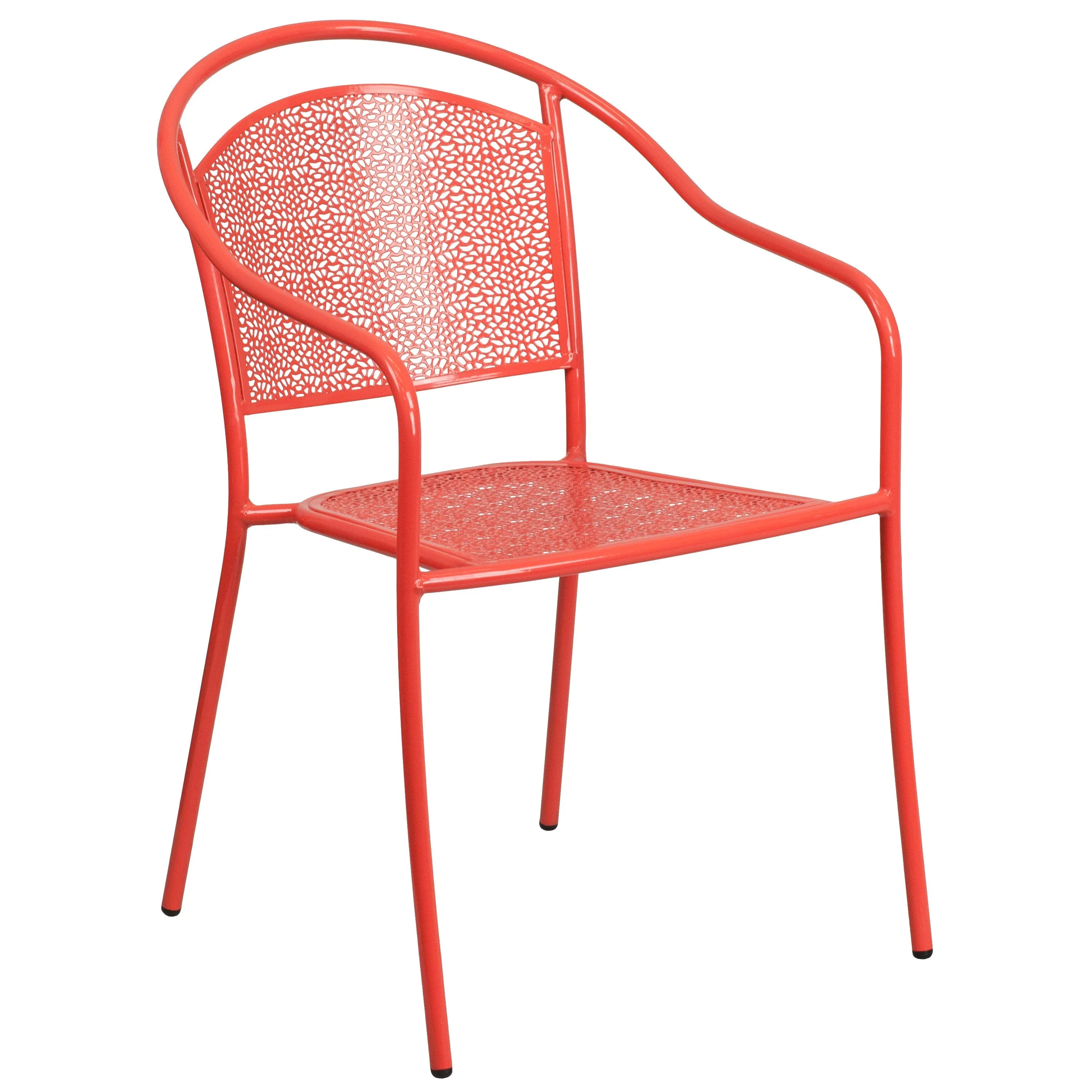Oia Commercial Grade 28" Square Indoor-Outdoor Steel Patio Table Set with 2 Round Back Chairs