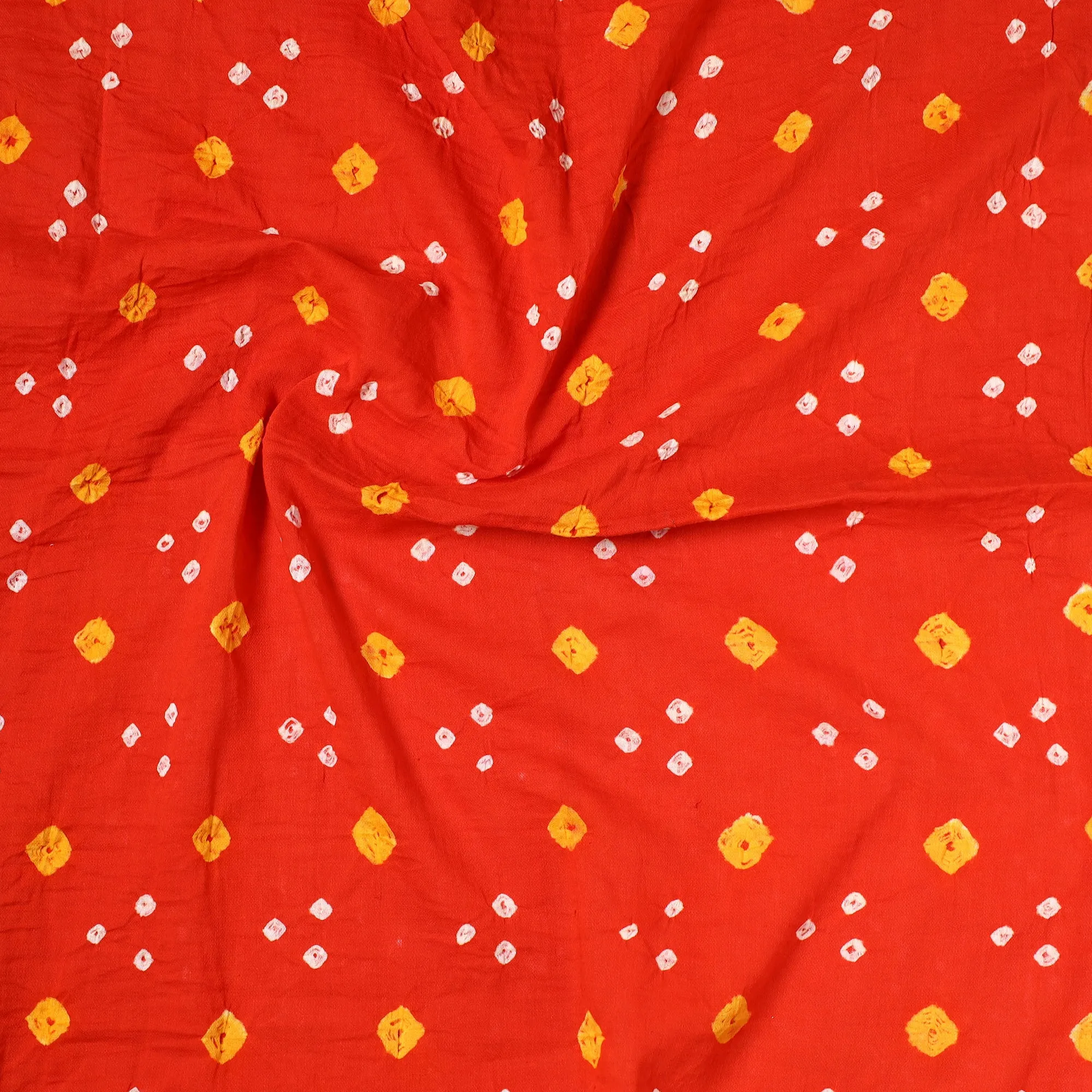 Orange - Kutch Bandhani Tie-Dye Satin Cotton Precut Fabric (0.9 meter) 30