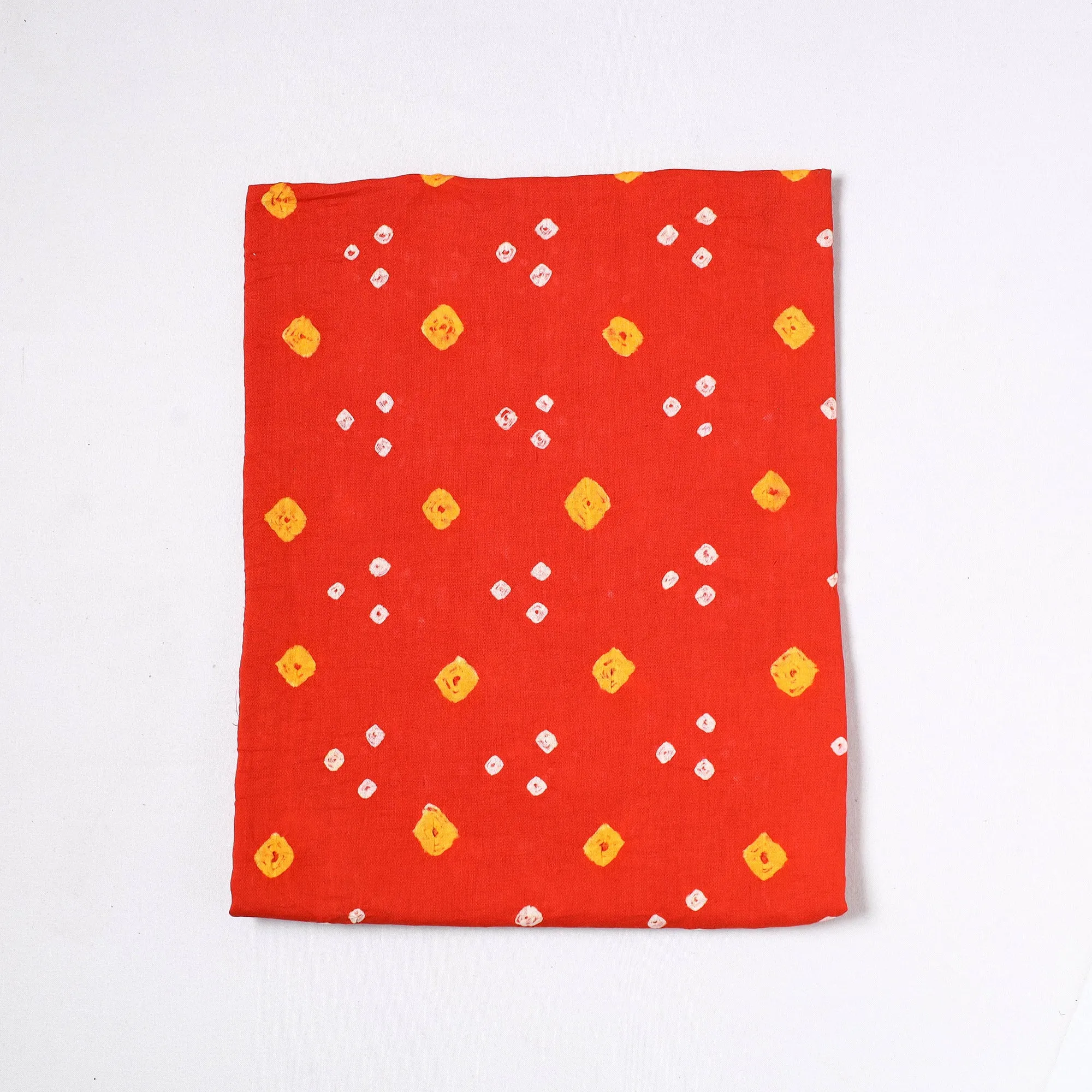 Orange - Kutch Bandhani Tie-Dye Satin Cotton Precut Fabric (0.9 meter) 30