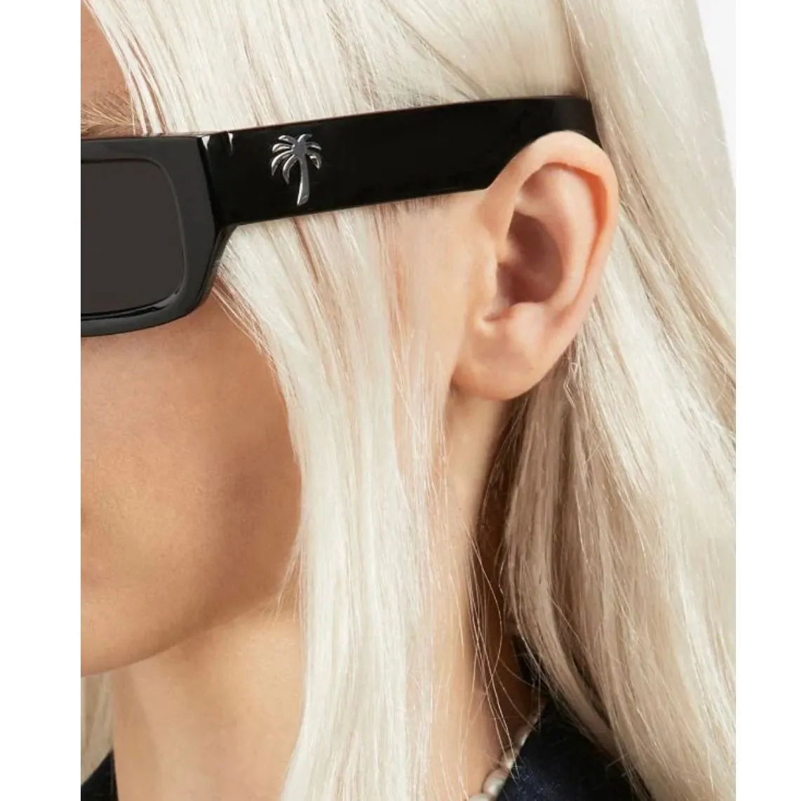 Palm Angels Sutter Rectangular Shape Sunglasses Black Dark Grey