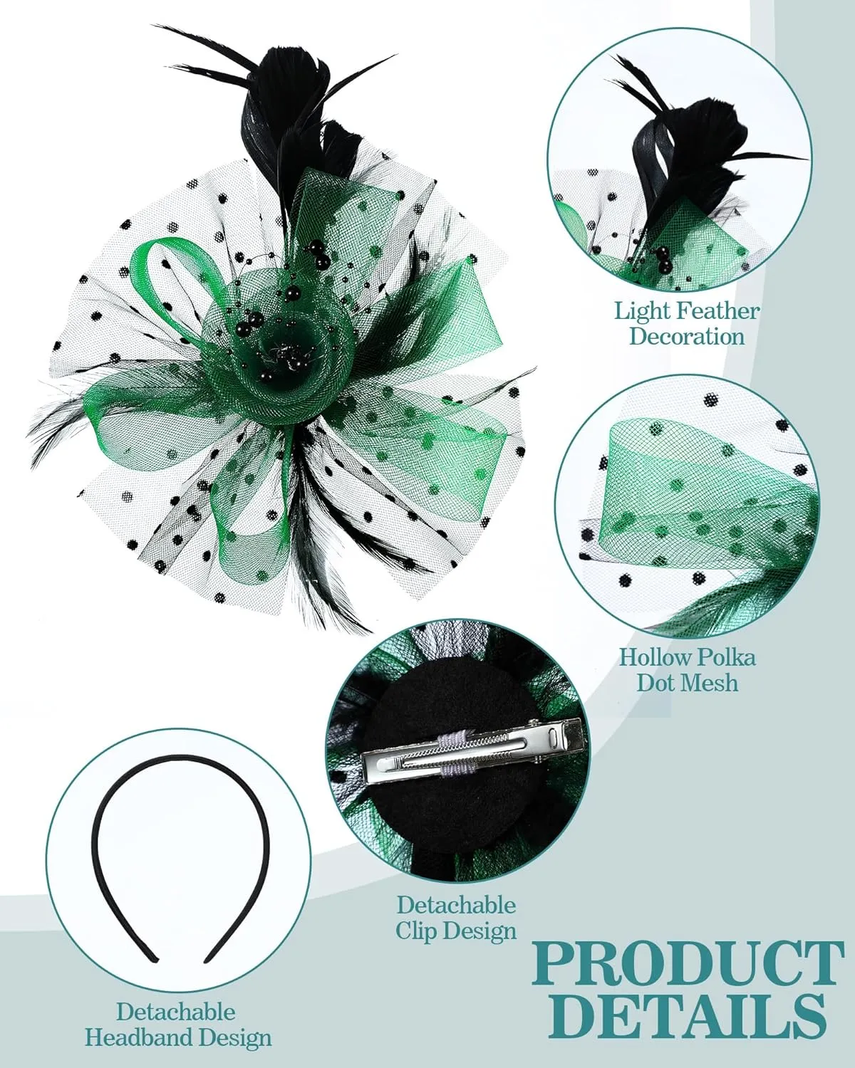 Patelai 8 Pieces Fascinators Hats for Tea Party Women Girls Flower Feathers Mesh Hat for Cocktail Party Church Wedding