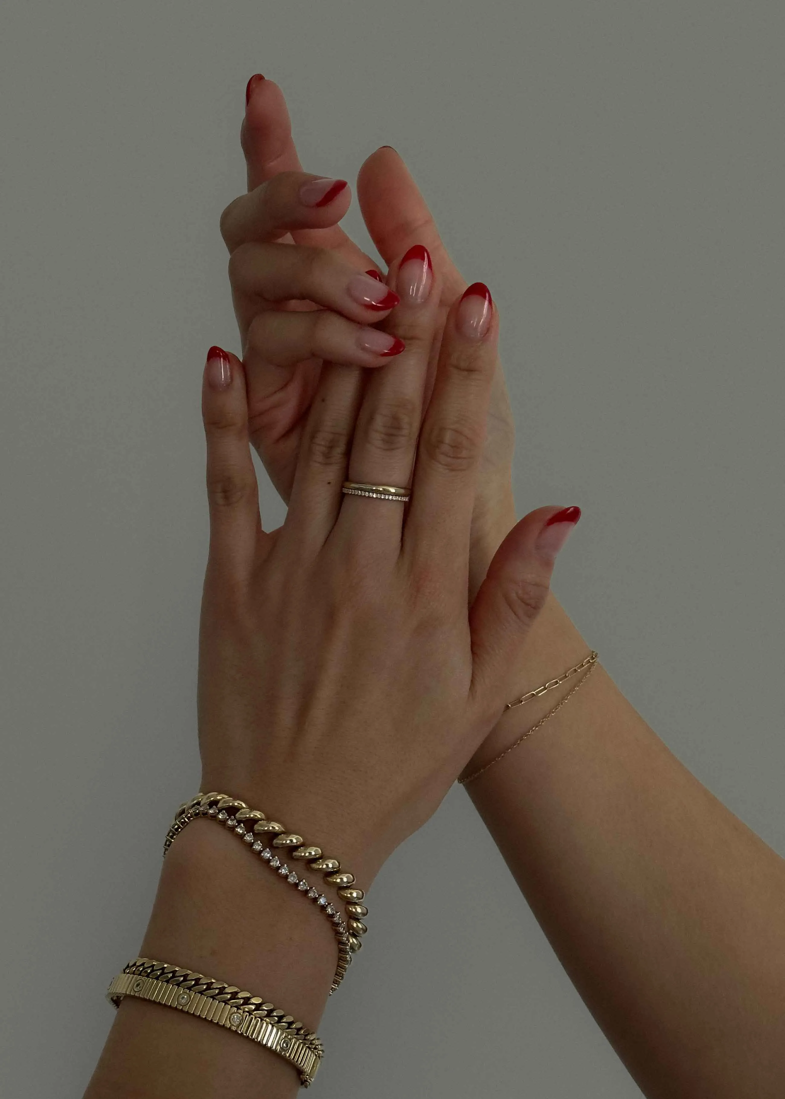 Pauline Ellipse & Dahlia Pavé Diamond Ring Stack