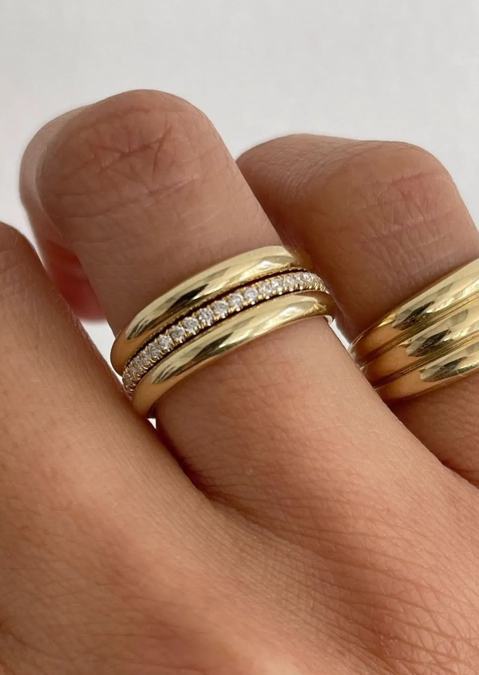 Pauline Ellipse & Dahlia Pavé Diamond Ring Stack