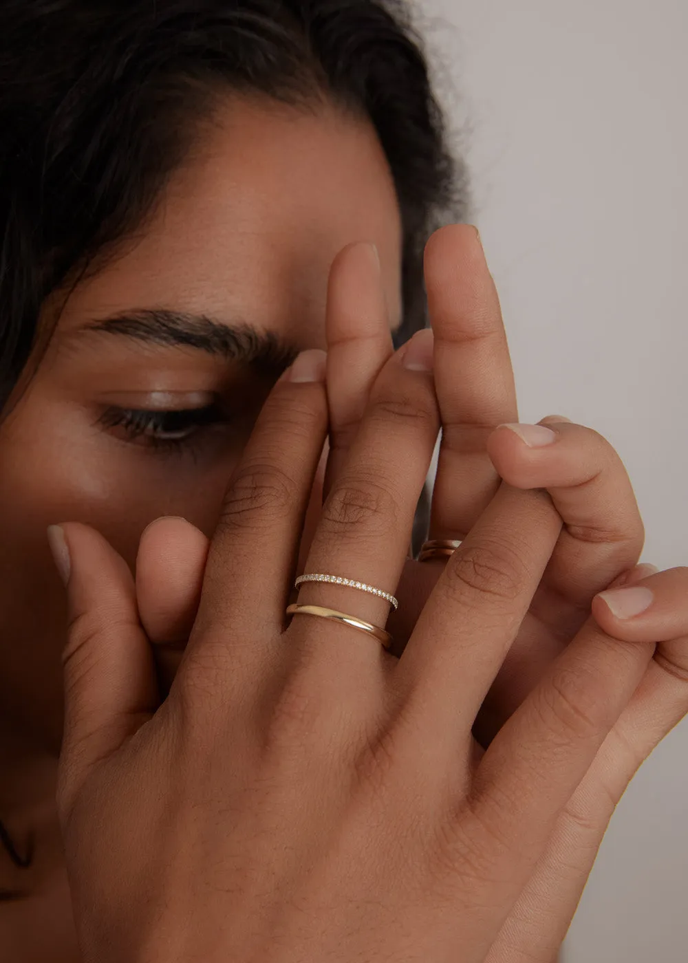 Pauline Ellipse & Dahlia Pavé Diamond Ring Stack